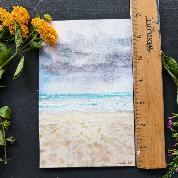 "Storm Rolling In" - Tiny Original Watercolor Painting - Picture 2 of 6